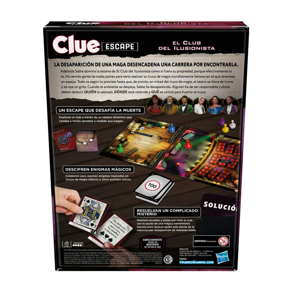 Juego de Mesa Hasbro Gaming Clue Escape El Club del Ilusionista